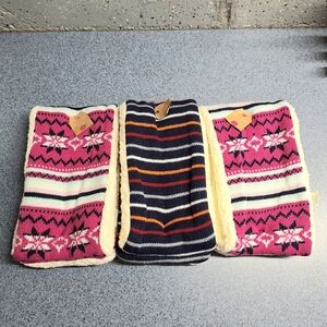 Gertex Plush Scarf, Bundle (2) Snowflakes & (1)Stripes Set of 3, Ages 4-6, NWt